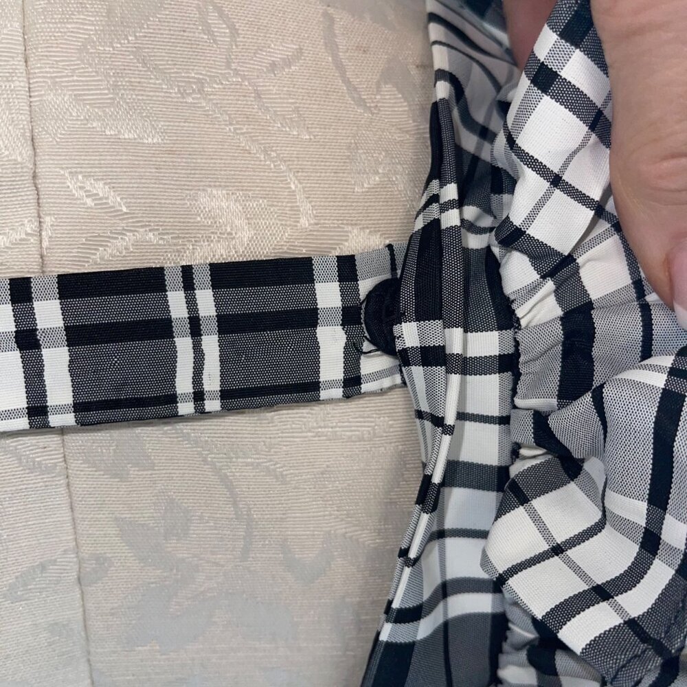Mr. Blackwell Vintage Womens Taffeta Plaid Pinafore Black White One Size Rare - Picture 5 of 14